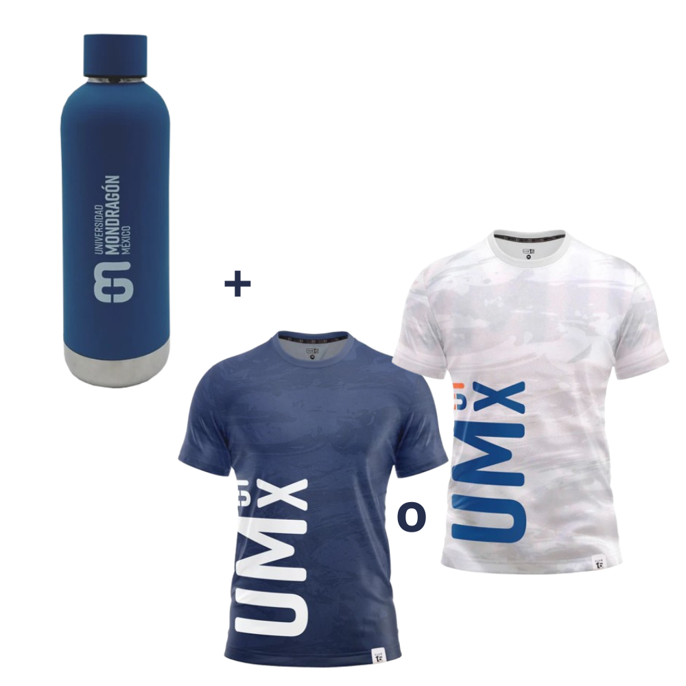 Combo Termo + Playera Blanco Universidad Mondragon