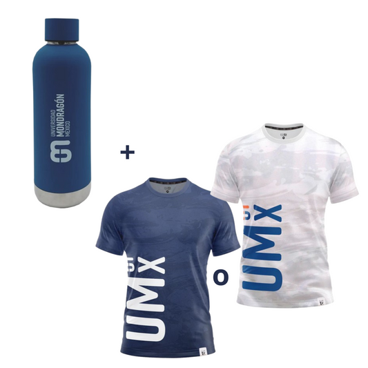 Combo Termo + Playera Blanco Universidad Mondragon